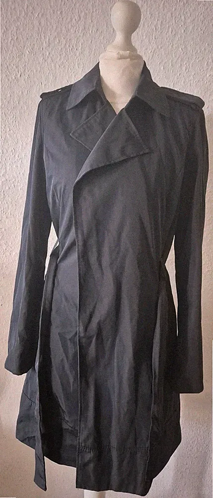 ZARA Basic Damen Jacke Mantel Parka Trenchcoat Dunkelblau Schwarz Gr. XS