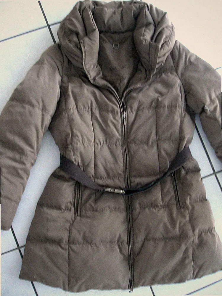 Zara Basic Daunenmantel braun ++ Daune ~ schön fluffig + super warm Gr. 40