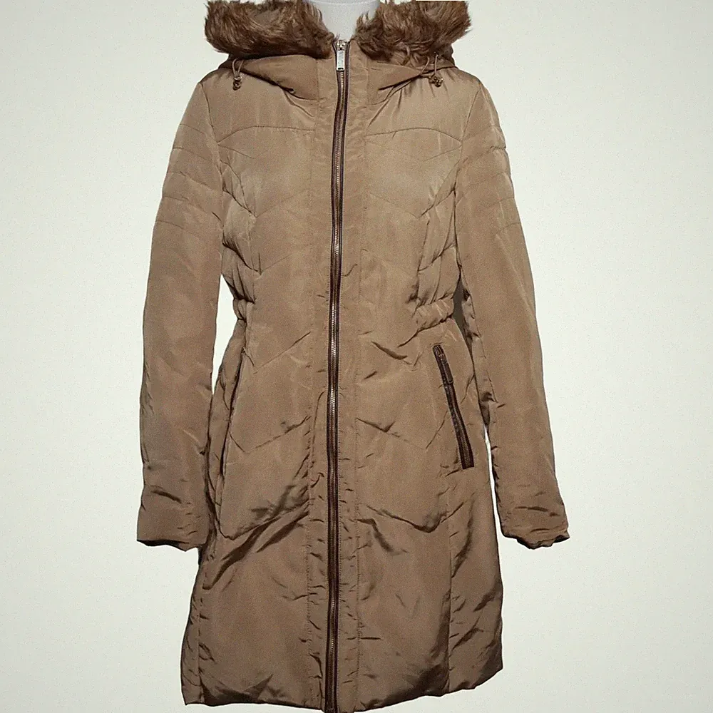 Zara Basic, Daunenmantel, Damen, Größe: L, Beige, Feder, Einfarbig #phA