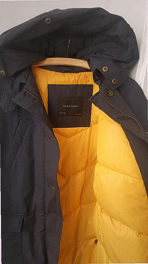 ZARA Gr. 36 S Daunenjacke Daunenmantel Mantel Parka Kapuze Jacke warm blau top
