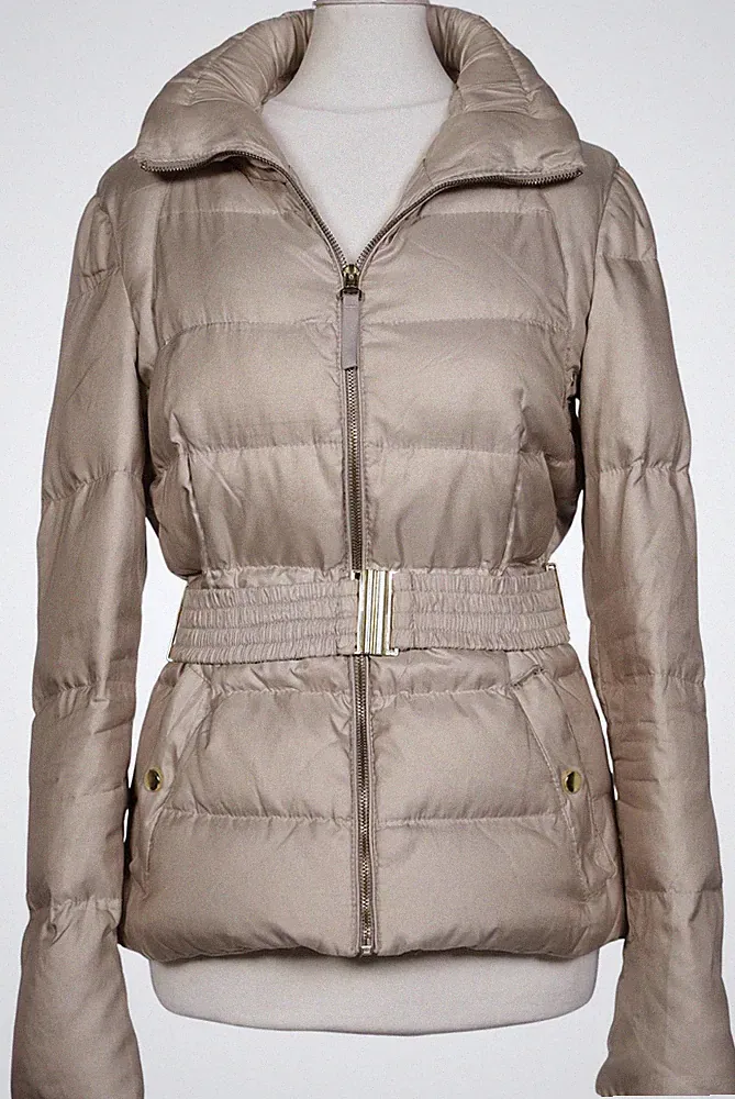ZARA Jacke Damen Anorak Jacket Kurzmantel Gr. S Daunen Beige #8a6tdtm