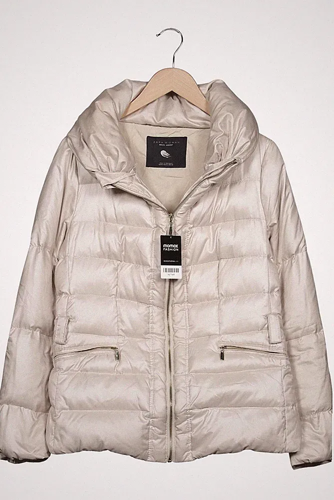 ZARA Jacke Damen Anorak Jacket Kurzmantel Gr. XL Daunen Beige #mi6r8oe