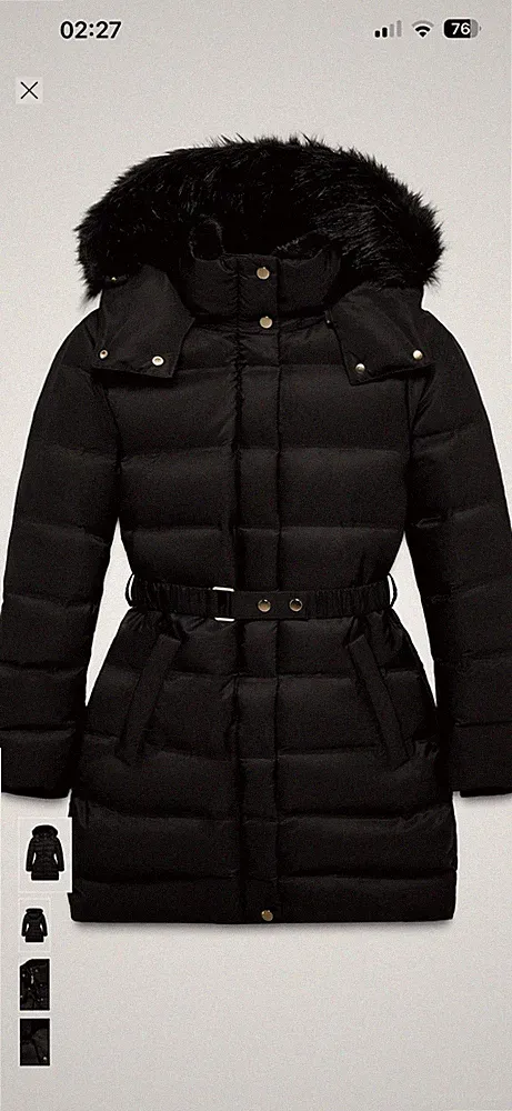 Zara Langer Daunenmantel Mantel Steppmantel leicht& Warm Gr XL