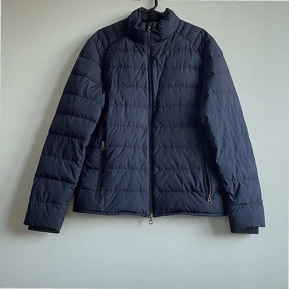 ZARA MAN Herren Daunen Puffer Jacke Navy Blau Größe M Leichter Steppmantel