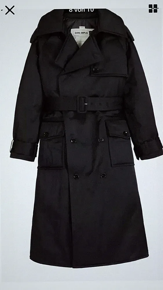 Zara Mantel Wintermantel Trenchcoat Daunen Schwarz Gr. XS-S Neu
