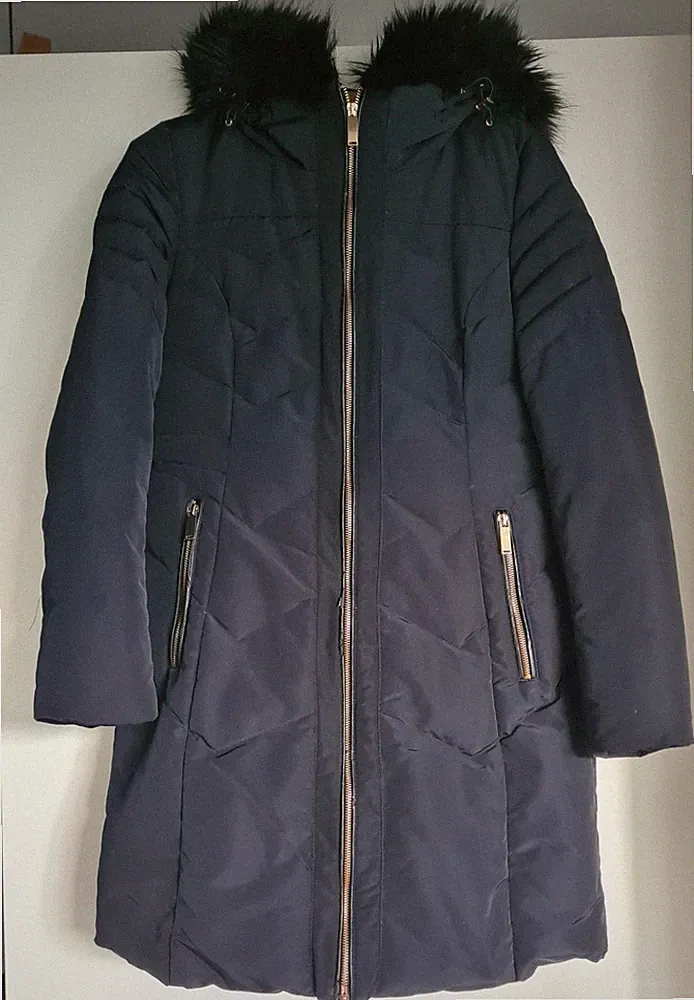 Zara Winter Daunen Steppmantel,Kapuze,Steppjacke,schwarz,Gr.S,70%Daunen/30%Feder