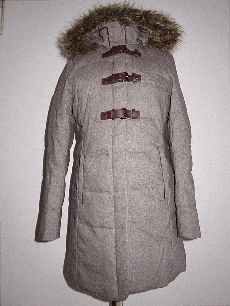 ZERO Damen Wintermantel Gr. 38 mit Wolle und Daunen, braun, neuwertig