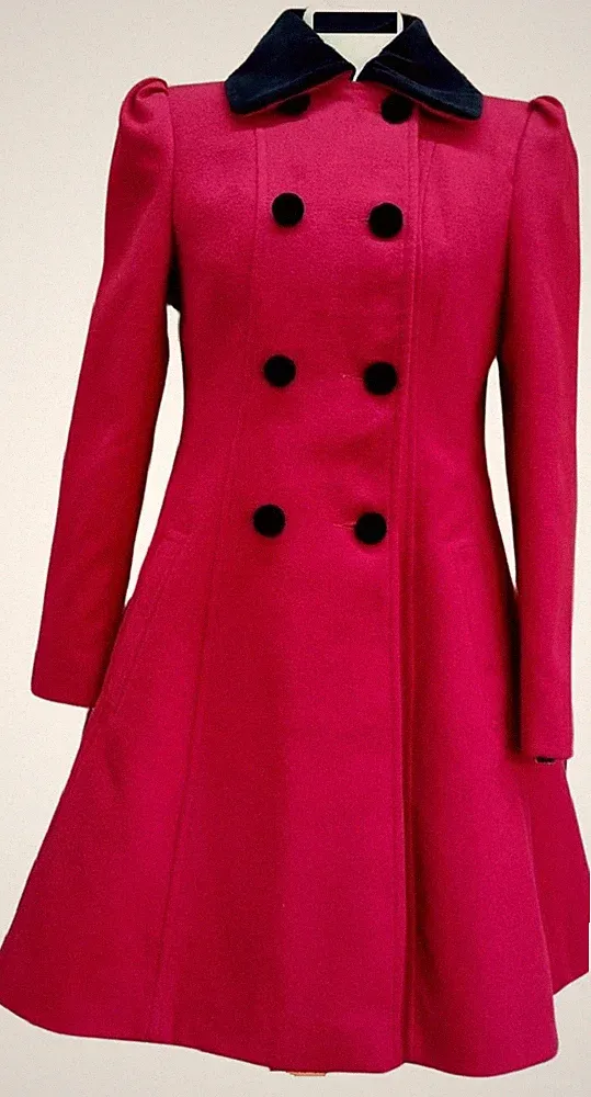 Zweireihiger Damenmantel Wolle Touch Fit And Flare Damen Wintermantel